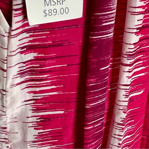 Vintage Sharagano Red & Magenta A-Line Pleated Skirt with Pockets & Belt Loops 6 - Picture 8 of 9